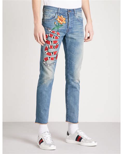 best gucci rep snake jeans|gucci snake cropped jeans.